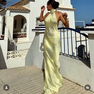 Zara dress maxi halter scarf satin bodycon wedding party Evening Gown